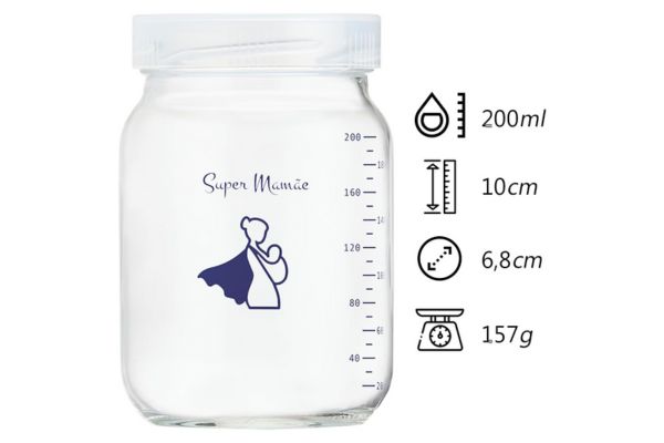 Kit Com 5 Potes de Vidro Para Armazenar Leite Materno